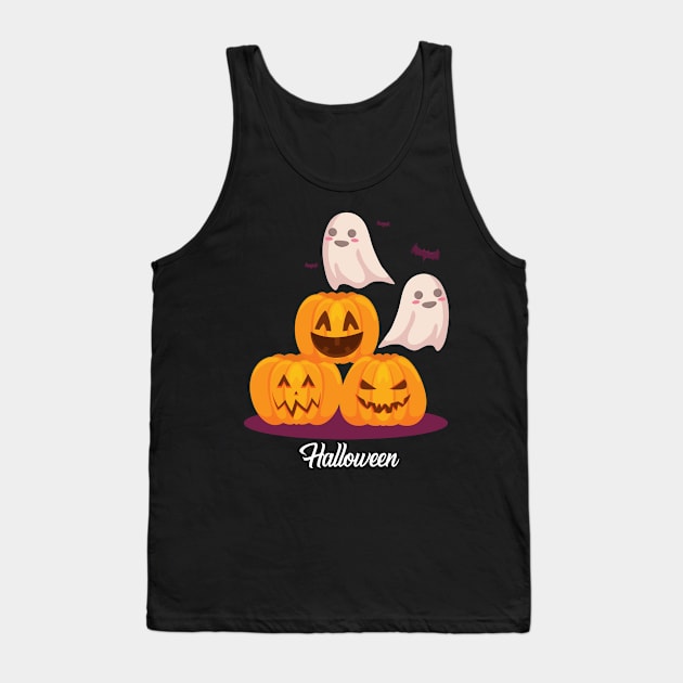 Halloween Kids Shirt, Halloween T-shirt, Kids Halloween Pumpkin Tank Top by SamiSam